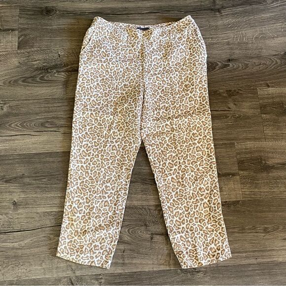 pendleton animal print woven linen cropped pants size 4P - Picture 1 of 11